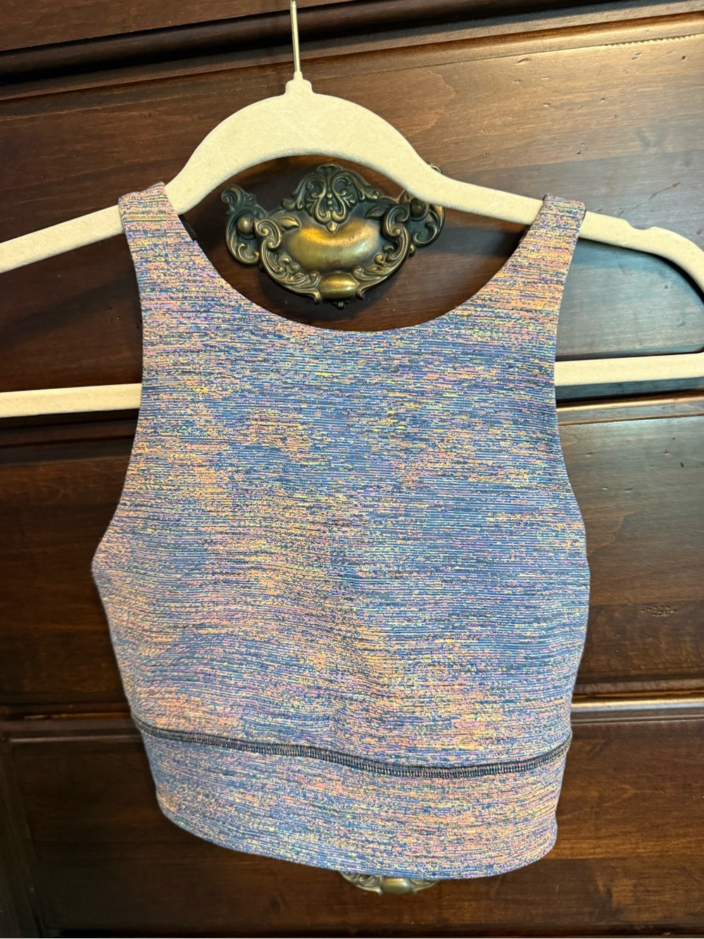 lululemon athletica Pink and Blue Marled Cropped Tank
